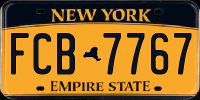 NY license plate FCB7767