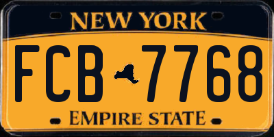 NY license plate FCB7768