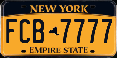 NY license plate FCB7777