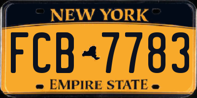 NY license plate FCB7783