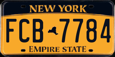 NY license plate FCB7784