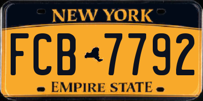 NY license plate FCB7792