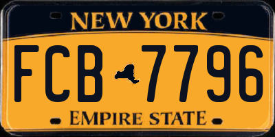 NY license plate FCB7796