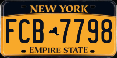 NY license plate FCB7798