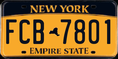 NY license plate FCB7801