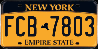 NY license plate FCB7803