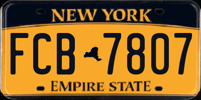 NY license plate FCB7807