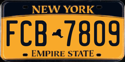NY license plate FCB7809