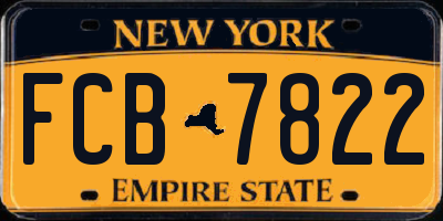 NY license plate FCB7822