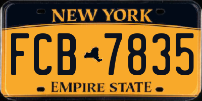 NY license plate FCB7835