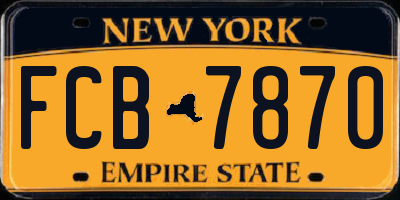 NY license plate FCB7870