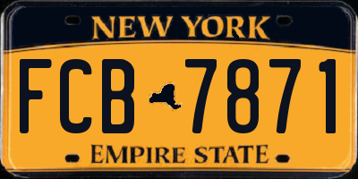 NY license plate FCB7871
