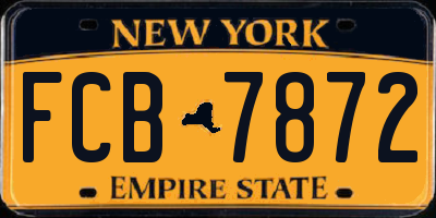 NY license plate FCB7872