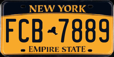 NY license plate FCB7889