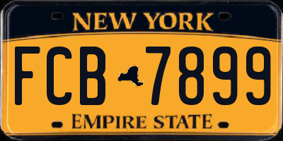 NY license plate FCB7899