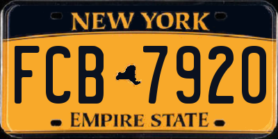NY license plate FCB7920