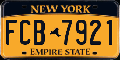 NY license plate FCB7921