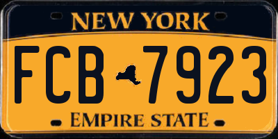 NY license plate FCB7923