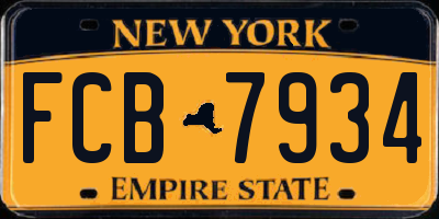 NY license plate FCB7934
