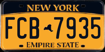 NY license plate FCB7935