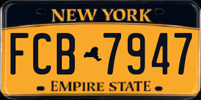 NY license plate FCB7947