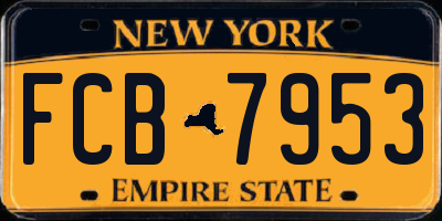 NY license plate FCB7953