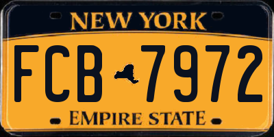 NY license plate FCB7972