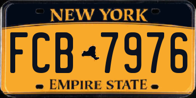 NY license plate FCB7976