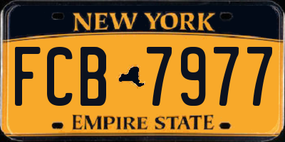 NY license plate FCB7977