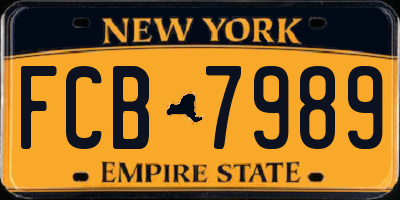 NY license plate FCB7989
