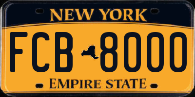 NY license plate FCB8000