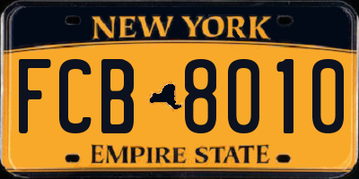 NY license plate FCB8010