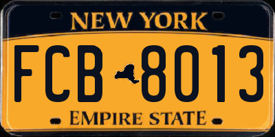 NY license plate FCB8013