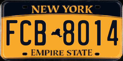 NY license plate FCB8014