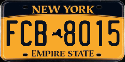 NY license plate FCB8015