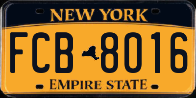 NY license plate FCB8016