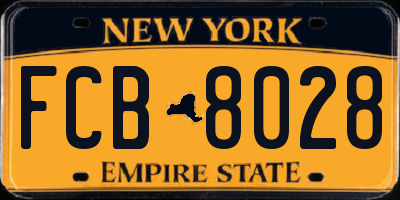 NY license plate FCB8028
