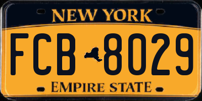 NY license plate FCB8029
