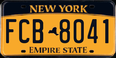 NY license plate FCB8041
