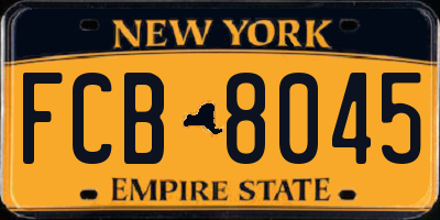 NY license plate FCB8045