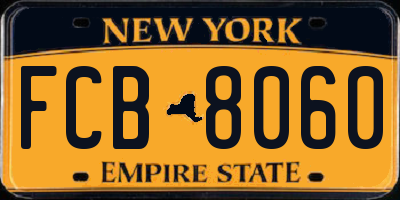 NY license plate FCB8060