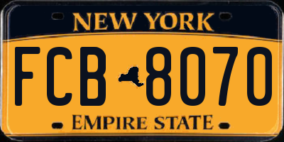 NY license plate FCB8070