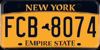NY license plate FCB8074