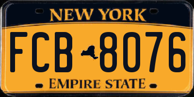 NY license plate FCB8076