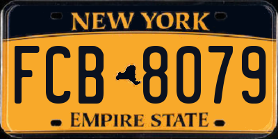 NY license plate FCB8079