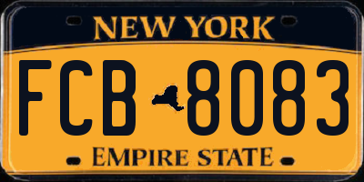 NY license plate FCB8083