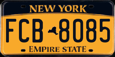 NY license plate FCB8085