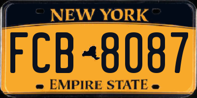 NY license plate FCB8087