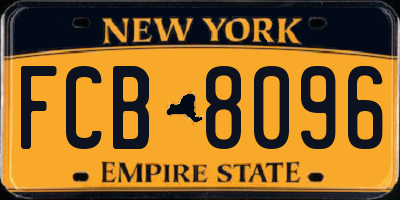 NY license plate FCB8096