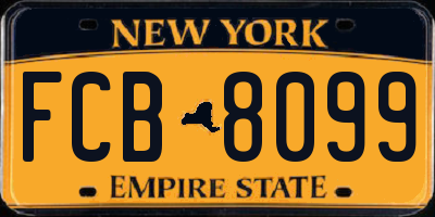 NY license plate FCB8099